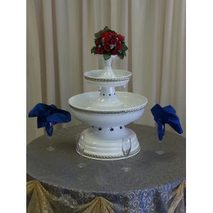 Beverage Fountain, 5 gallon lighted 2 tiered, white with gold trim