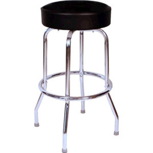 Chrome Bar Stool with Black Cushion Seat