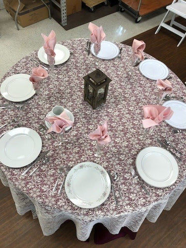 90 Square Ivory Lace Tablecloth